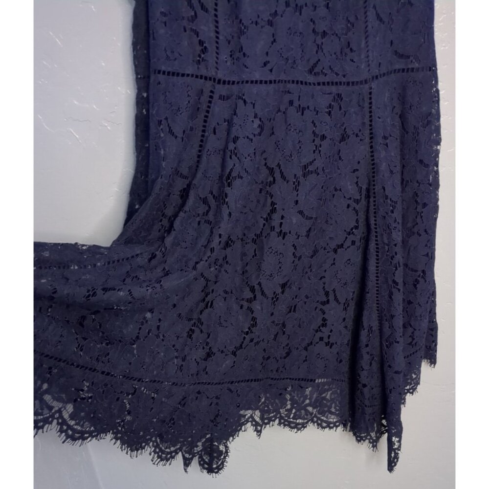 Isaac Mizrahi Live Regular Handkerchief Hem Floral Lace Midi Dress Navy XL - Picture 5 of 10